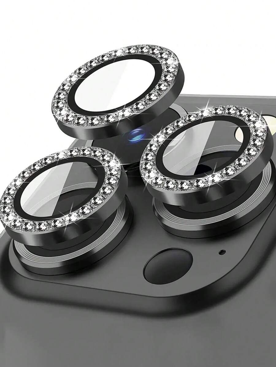 3pcs Colorful Crystal Lens Protector Film For Apple 16/14 Pro 6.1 Inch / 14 Pro Max 6.7 Inch, Embedded Artificial Diamond Shiny Camera Cover Tempered Glass For Apple 14 Pro Max/14 Pro/15/15 Promax/15Pro [Perfect Fit] - Artificial Diamond Multicolor Gift For Birthday, Family, Friends Sparkling Crystal, Lens Protector, Phone Accessories