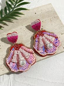 Hawaiian Beach Ocean Style Earrings Handmade Beaded Drop Earrings Shell Starfish Lobster Conch Women Earrings Mom Gift Christmas Thanksgiving Halloween Wedding Rave/Prom/Party/Daily/Beach Accessories Gift For Anniversary Valentine's Day Boho Jewelry Birthday Bridesmaid Gifts