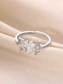 Punk Style Fashion Vintage  For Women Stainless Steel Letter Ring Funny Charm Jewelry Party Accessories Firend Gifts