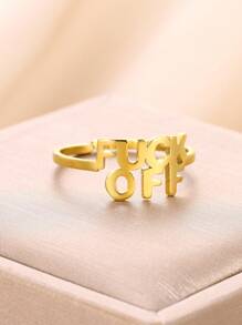 Punk Style Fashion Vintage  For Women Stainless Steel Letter Ring Funny Charm Jewelry Party Accessories Firend Gifts
