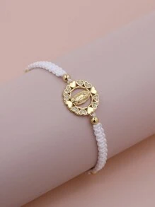 2024年新款純淨白色圓形基督教童貞瑪利亞手編女士手鍊，祈禱和保護珠寶