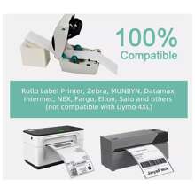 4x6" 100x150mm Fanfold Direct Thermal Blank Shipping Address Self-Adhesive Labels Perforation Between Labels 1000/Stack Compatible With Zebra, Fargo, Elton, Datamax, Sato, Intermec, NEX And Other Direct Thermal Printers - White - View 2