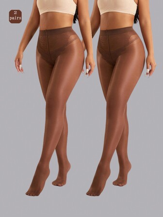 2pcs Women's Sexy 40D Nylon Stockings, Fashionable And Simple Tights