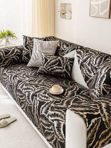 1入全季節通用沙發坐墊，現代簡約防滑布沙發套，可機洗、防塵、防污、防褪色，適用於L型、1、2、3或4座沙發 - 黑色 - 查看 4