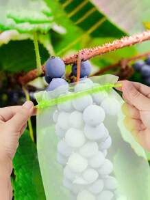 10pcs-Fruit Protection Bag Fruit Net Bag With Drawstring Fruit Bag For Fruit Protection Bag Vegetable Fruit Net Fruit Cover Net Bag For Fruit Protection (Fruit Green,15x 20cm) - Green - View 1