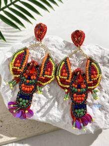 Hawaiian Beach Ocean Style Earrings Handmade Beaded Drop Earrings Shell Starfish Lobster Conch Women Earrings Mom Gift Christmas Thanksgiving Halloween Wedding Rave/Prom/Party/Daily/Beach Accessories Gift For Anniversary Valentine's Day Boho Jewelry Birthday Bridesmaid Gifts