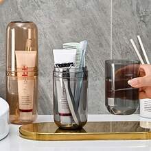 1pc, Large Travel Toothbrush Holder, High-Temperature Resistant Rinse Cup, Convenient Toothbrush Storage Set, 22cm*7cm, Luxury Style, With Packaging Box - Multicolor - View 1