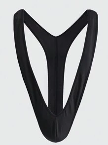 Nam Mankini Đồ Bơi Cổ Chữ V Gợi Cảm Hở Lưng Body Borat Phong Cách Đồ Bơi Không Hạn Chế Dây Thắt Lưng - màu đen - Xem 1