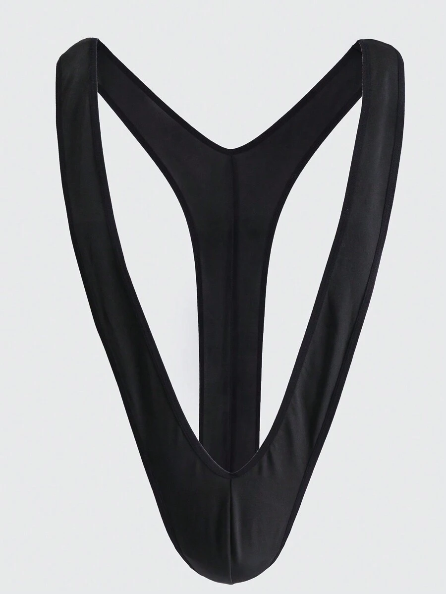 Nam Mankini Đồ Bơi Cổ Chữ V Gợi Cảm Hở Lưng Body Borat Phong Cách Đồ Bơi Không Hạn Chế Dây Thắt Lưng - màu đen - Xem 1