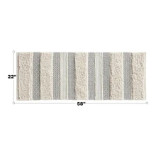 Bath Rug Hand-Woven Texture Shaggy Striped Soft & Water Absorbent, Boho Bathroom Décor Bath-Mats, Non-Slip Absorbent Quick Dry Mats For Tub, Shower Room, Asher - Grey - View 7