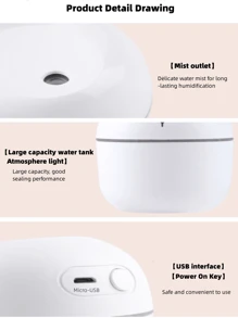 1 pièce, 220 ml Mini humidificateur à ultrasons alimenté par une ligne de données USB, diffuseur d'huile essentielle parfumé, humidificateur de voiture de bureau domestique, avec rafraîchissement lumineux LED