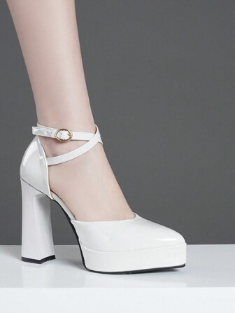 Women's High Heel Sandals With Waterproof Platform In Pink, Apricot, White, Black, Red, Silver, Gold Colors, Women Shoes