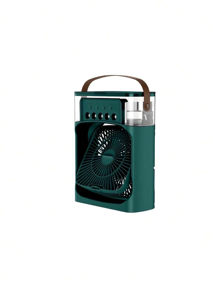 6 Inch Air Conditioner Cooling Fan With 5 Spray 7 Color Light Portable Fans Air Cooler Kipas Mini Fan Air Humidifier SKU:Sv - Green - View 1