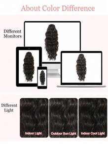 Claw Clip Ponytail Extension Water Wave Fake Faux Jaw Hairpiece 18inch Hair Piece Black Brown High Pony Tails Synthetic Heat Friendly Fiber For Women - Black-brown - 查看 7