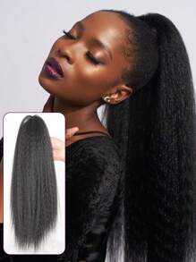 合成黑棕色长直马尾辫合成发片天然爪形马尾接发假发片 - 黑色 - 查看 2