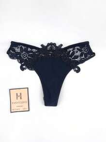 FANNY LOVE Sexy Lace Thong - Black and White - View 3