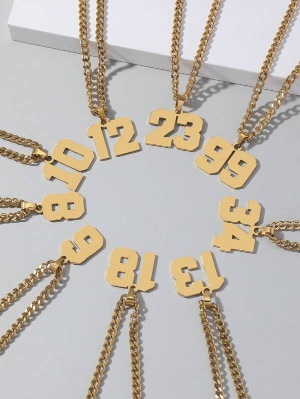 1 قطعة من عدد القميص الرياضي الكروي رقم 0-100 قلادة رياضية مصقولة عالية الجودة من الفولاذ المقاوم للصدأ