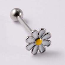 1pc Stainless Steel Daisy Tongue Piercing Barbell - Chrysanthemum - View 8