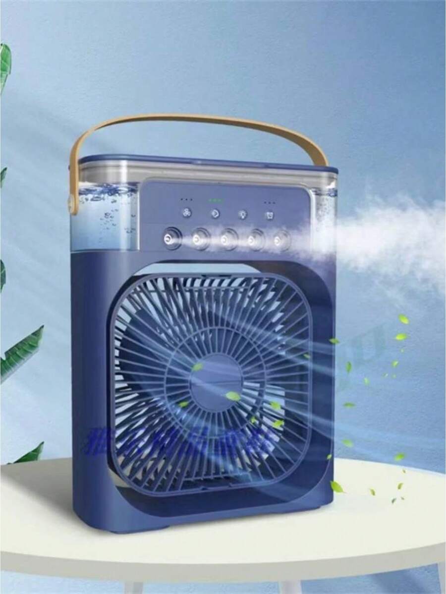 6 Inch Air Conditioner Cooling Fan With 5 Spray 7 Color Light Portable Fans Air Cooler Kipas Mini Fan Air Humidifier SKU:Sv - 藍色 - 查看 1