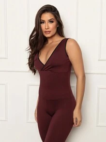 Plus Size Sports Jumpsuits - Màu Đỏ Sâu - Xem 4
