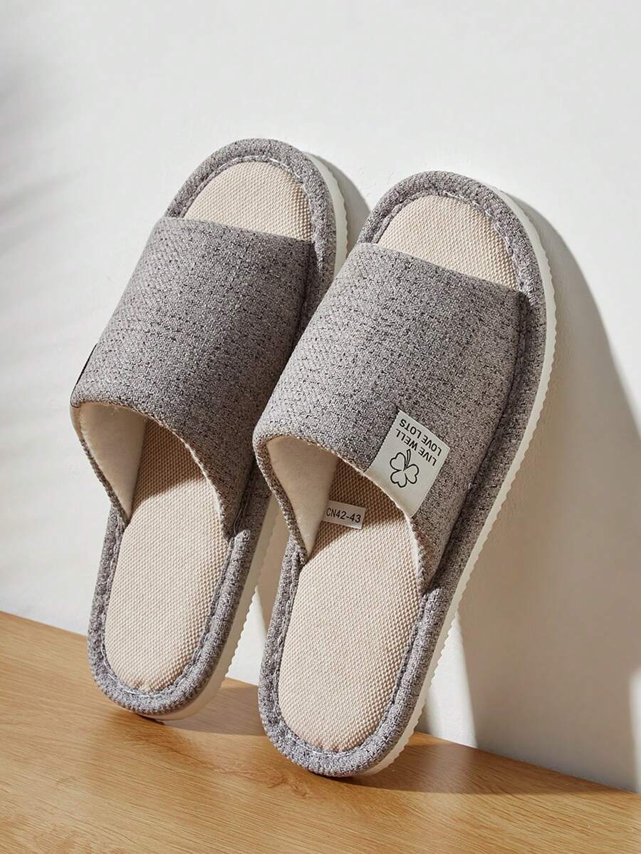 Men's Grey Linen Slippers - Breathable Open-Toe, Lightweight & Odorless For Spring/Summer, All Seasons - Grey - View 1
