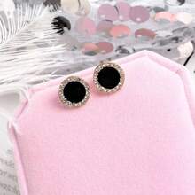 4Pairs Tiny Delicate Round Heart Stud Earrings Alloy Jewelry Embellished With Rhinestones Vintage Simple Style For Women Daily Casual Valentines,Mom,Mother,Mother's Day,Gift