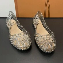 Women Hollow Out Ballet Flats, Fashion Outdoor PVC Flats