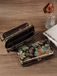 布艺复古折叠女士时尚现代商务超薄便携多功能大容量信用卡拉链身份证现金存储商务休闲完美学校大学工作商务通勤教师节返校假期办公室周年纪念日情侣生日礼物女士女性白领工作者大学生包学校用品宿舍和返校芙蓉女士钱包钱包长钱包