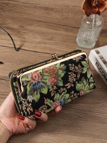 布艺复古折叠女士时尚现代商务超薄便携多功能大容量信用卡拉链身份证现金存储商务休闲完美学校大学工作商务通勤教师节返校假期办公室周年纪念日情侣生日礼物女士女性白领工作者大学生包学校用品宿舍和返校芙蓉女士钱包钱包长钱包