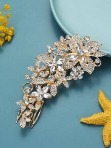 1pc Women's Silver-Tone Glass Rhinestone Wedding Hair Comb, Perfect For Bride Or Bridesmaid Royal Tiaras Valentine's Day Accessories - Silver - View 5