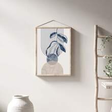 Set Of 3 Bohemian Navy Blue & Beige Abstract Geometric Line & Floral Wall Art Prints, Boho Botanical Geometric Shapes Print Poster, Medieval Print, Ideal Gift For Bedroom Living Room Hallway Wall Art, Wall Decor, Room Decor, Home Decor, Unframed,Canvas Gifts Birthday Graduation Coastal Decor Coastal Decor Beach Decor