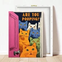 1pc Canvas Poster, Cat Print For Toilet Are You Pooping Wall Print Wall Art For Living Room, Wall Decor For Bedroom, Home Decor Room Decor Aesthetic , Frameless, Modern Posters For Room, Room Decoration Stuff, Aesthetic, Western Decor, Bathroom Decor - Multicolor - View 5