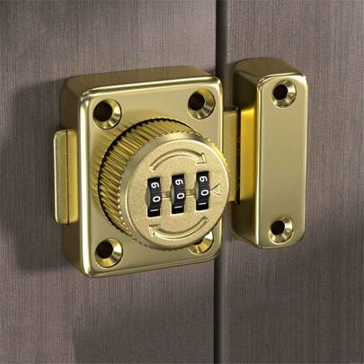 1pc Password Lock Door Bolt Without Punching, Theft-Proof Lock For Cabinet, Drawer And Closet With Rotating Code