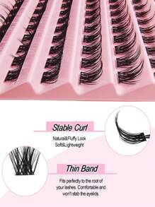 Asiteo 84pcs Cluster False Eyelashes, 8-16mm Delicate Individual Lashes, Natural Look Fluffy Cluster Lashes, DIY Eyelash Extension - C - 查看 2
