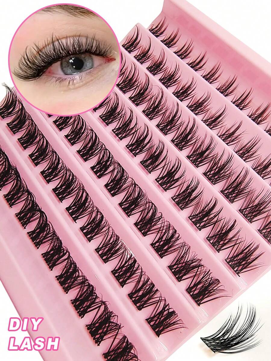 Asiteo 84pcs Cluster False Eyelashes, 8-16mm Delicate Individual Lashes, Natural Look Fluffy Cluster Lashes, DIY Eyelash Extension - C - 查看 1