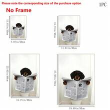 1pc Dachshund Poster & Canvas, Modern Art, Funny Dog Read Newspapers Sitting On Toilet, Home Decor For Dog Lover Prints Poster, Wall Art, Canvas Poster Wall Decor For Living Room Decor, Home Decor, Room Decor, Bedroom Decor, Unframed Canvas Print - Multicolor - View 3