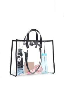 大容量透明斜跨手提袋