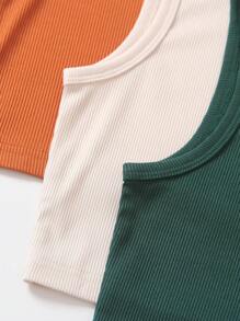 適用於Tween女孩的休閒3件套裝，包括純色無袖上衣、全配對Jogger褲、夏季款式