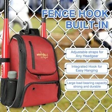 Mochila grande de alta capacidad para equipamiento de béisbol al aire libre, bolsa impermeable multifuncional para llevar todo el equipo deportivo de hombro durante el juego de béisbol - Rojo - Ver 2