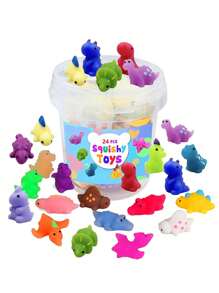 24 قطعة من لعبة سكوشي المطاطية لحفلات الأطفال، لعبة سكوشي صغيرة بشكل حيوانات الموشي لتخفيف التوتر، يمكن استخدامها كجائزة في الفصول الدراسية، كهدية عيد ميلاد، تأتي في صندوق تخزين، بألوان عشوائية - متعدد الألوان - مشاهدة 1