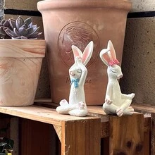 1set (2pcs) 13cm Cartoon Yoga Bunny Rabbit Garden Outdoor Decorative Sculpture - Set Of Yoga Bunnies - View 7