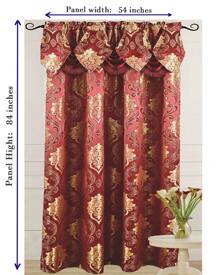 1pc Luxury Fancy Jacquard Room Darkening Modern Curtain Panel 54 By 84-Inch With Attached Waterfall Valance Modern Semi-Blackout For Living Room Bedroom And Dining Room Many Colors To Choose From Beige Gold Sage Green Light Taupe And Burgundy. - 酒紅色 - 查看 6