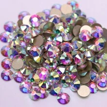 Ss3-Ss50 Crystal AB Flat Back Non Hotfix Nail Art Rhinestones 3D Glass Glue On Crystal AB Stones For DIY Decorations - Crystal AB - View 6