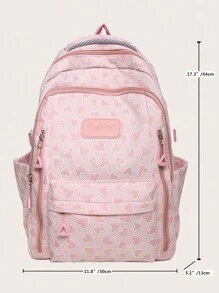 Simple Solid Color Large Capacity Campus Backpack, Casual Schoolbag