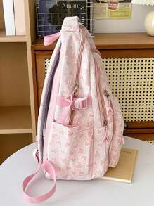 Simple Solid Color Large Capacity Campus Backpack, Casual Schoolbag