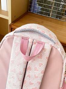 Simple Solid Color Large Capacity Campus Backpack, Casual Schoolbag