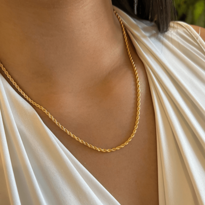 Colar Cordão Baiano Longo Folheado Ouro Colar Torcido Cordão Baiano