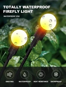 1pc 6/8LED Pack Solar Firefly Lights,Upgraded Solar Garden Lights Outdoor Waterproof Solar Swaying Landscape Outdoor Lights, Garden Decorative Lights Fall Decor House Decor Outdoor Decor - Black - View 7