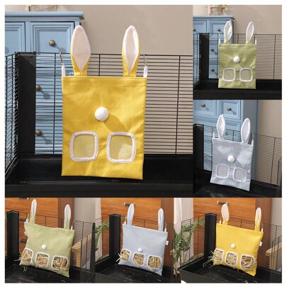 ITANDME Bolsa de alimentação de feno de coelho, bolsa de alimentação de feno para porco da índia, bolsa de alimentação pendurada com 2 e 3 buracos para Coelhos, Porquinhos da Índia, Chinchilas, Hamsters e Pequenos Animais.