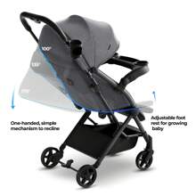 Mompush Lithe V2 Lightweight Stroller + Snack Tray, Ultra-Compact Fold & Airplane Ready Travel Stroller, Near Flat Recline Seat, Cup Holder, Raincover & Travelbag Included - Xám - Xem 4